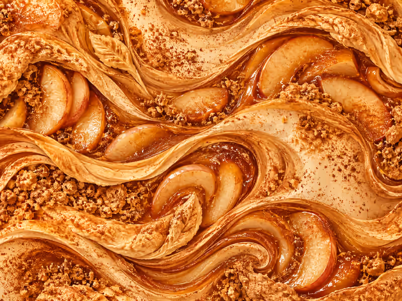 Detalle visual de manzana y canela inspirado en el sabor Apple Pie